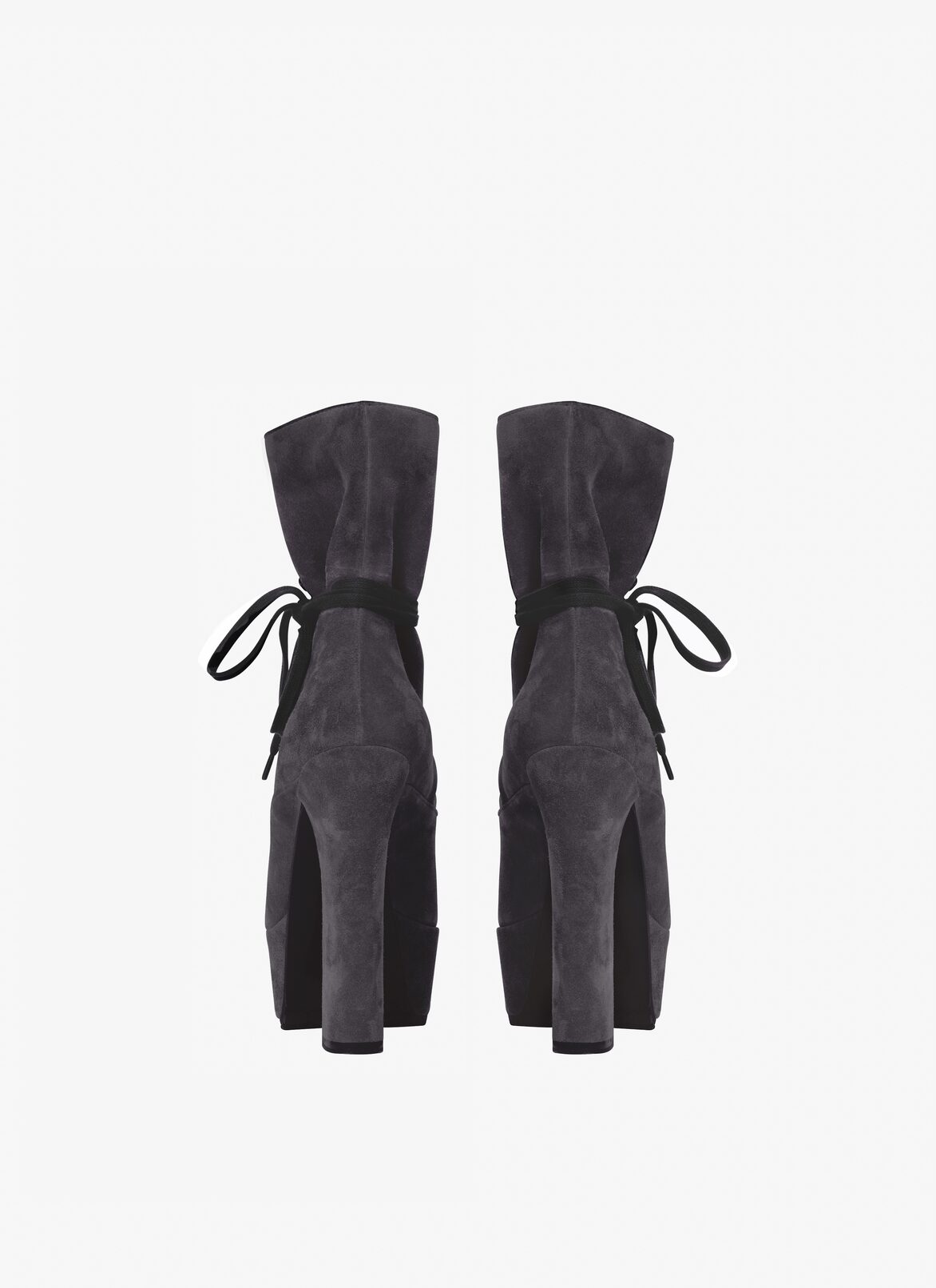 Trekking ankle boots in suede calfskin ALAÏA BLACK TREKKING ANKLE BOOTS IN SUEDE CALFSKIN